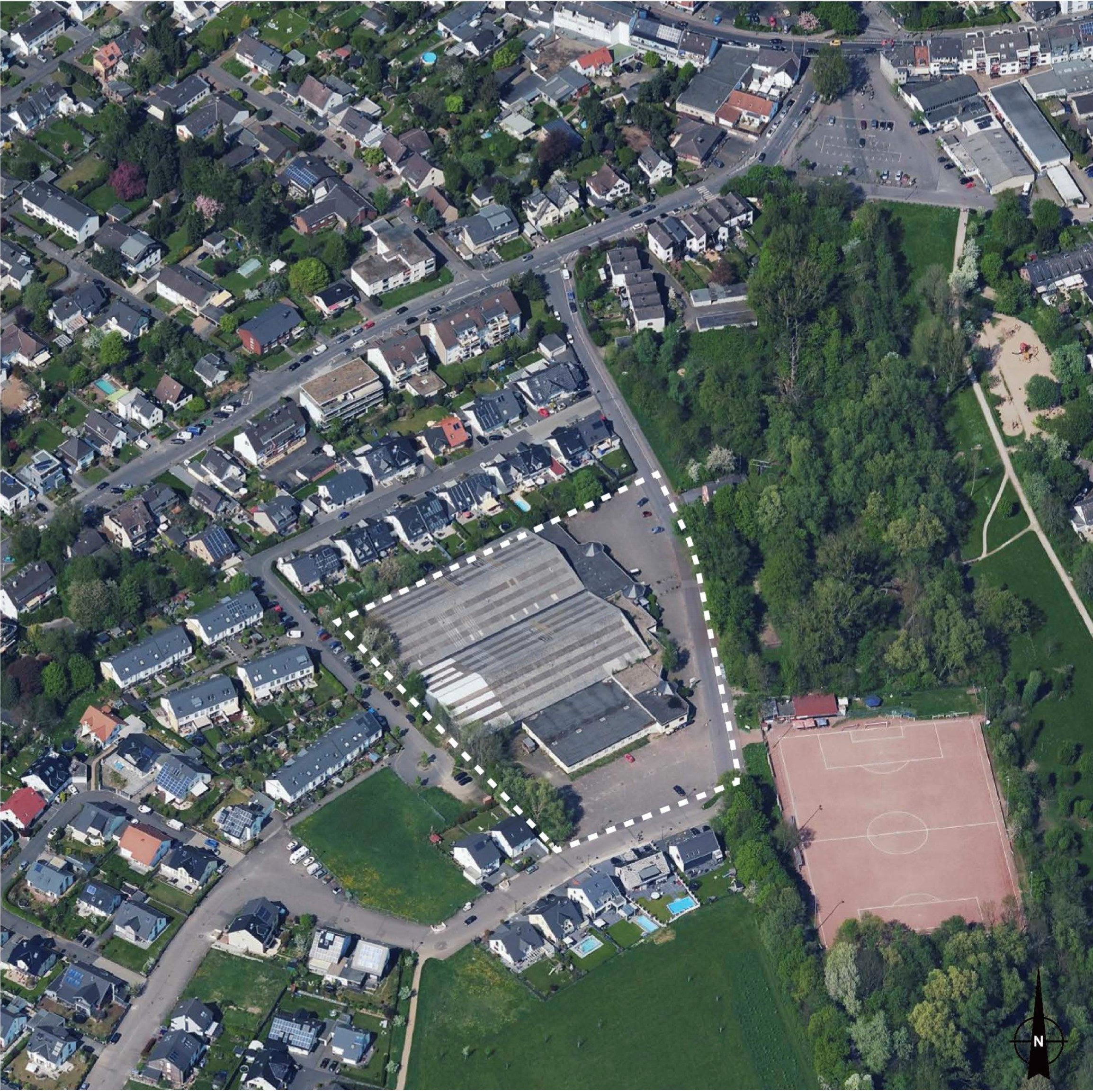 Ausschnitt der Amtlichen Basiskarte mit Kennzeichnung des Plangebiets