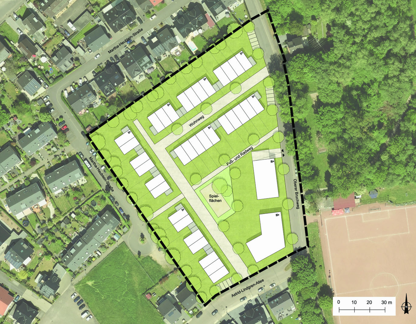 Städtebauliches Planungskonzept (Testentwurf) - Luftaufnahme
